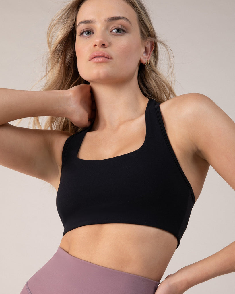 BLOCHeverhold™ Square Neck Sports Bra in Ebony