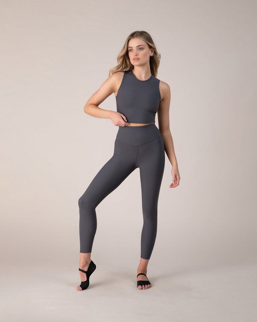 Crinkle Full Length High-Waisted Leggings in Graphite