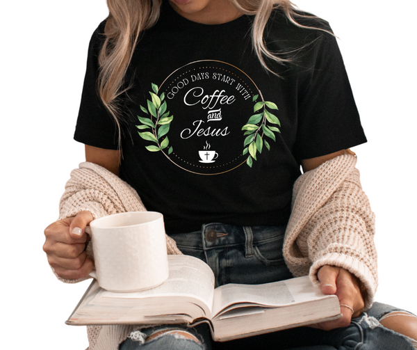 Coffee with Jesus Shirt | Christian Apparel Christian Tees | Christian T-Shirts | Religious Clothing | Jesus Clothing | Faith | Motivational