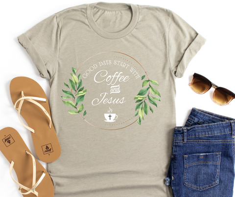 Coffee with Jesus Shirt | Christian Apparel Christian Tees | Christian T-Shirts | Religious Clothing | Jesus Clothing | Faith | Motivational