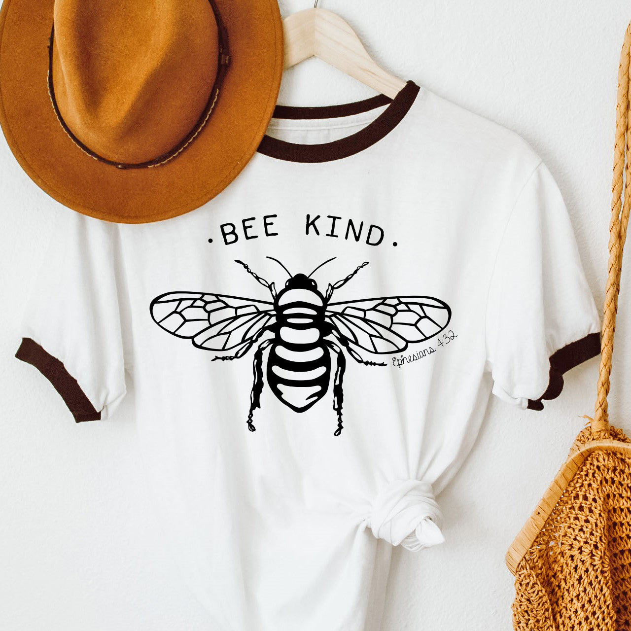 Be Kind Shirt | Bee Kind | Honey Bee | Women's Christian Graphic Ringer Tee | Be Nice Faith T-shirt | Jesus Shirt | Mom Tee