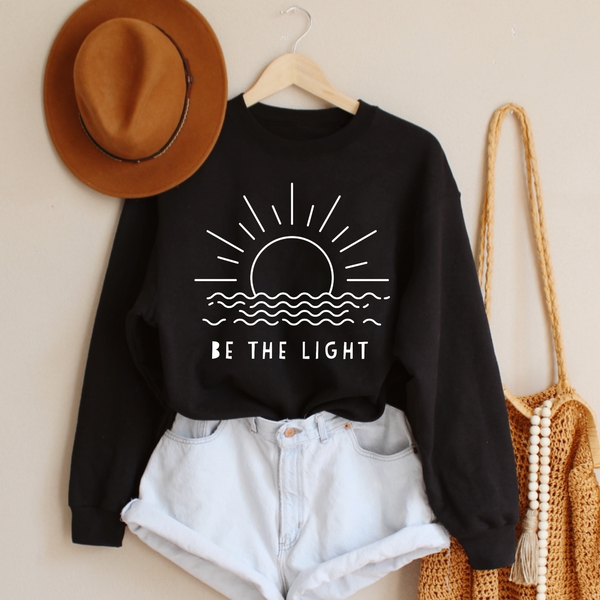 Be the Light Let Your Light Shine Women's Christian Graphic Fleece Sweatshirt