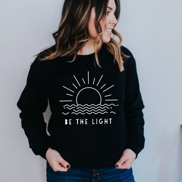 Be the Light Let Your Light Shine Women's Christian Graphic Fleece Sweatshirt