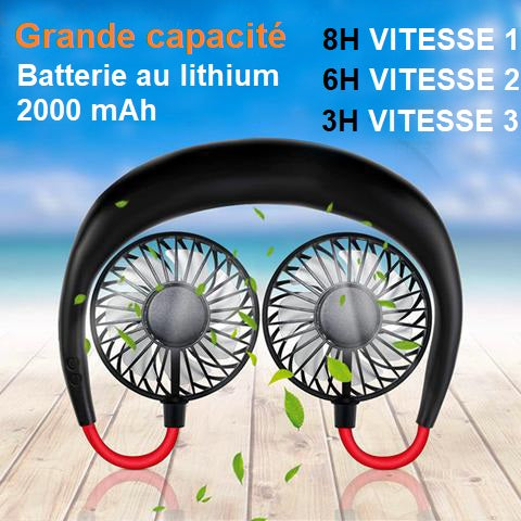 Ventilateur Portable Mains Libres Autour de Nuque, Mini Ventilateur Ventilateur Bureau