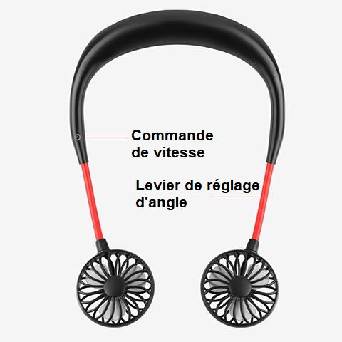 Mini ventilateur portatif Rechargeable Doubles'accroche autour du cou