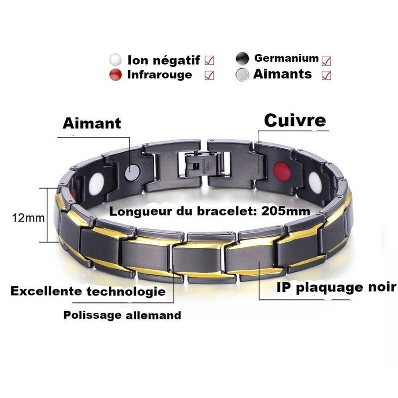 Bracelet pour hommes tension artérielle, Bracelet magnétique énergie Bio