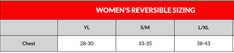 Womens Reversible Racerback Blank Pinnie Size Chart