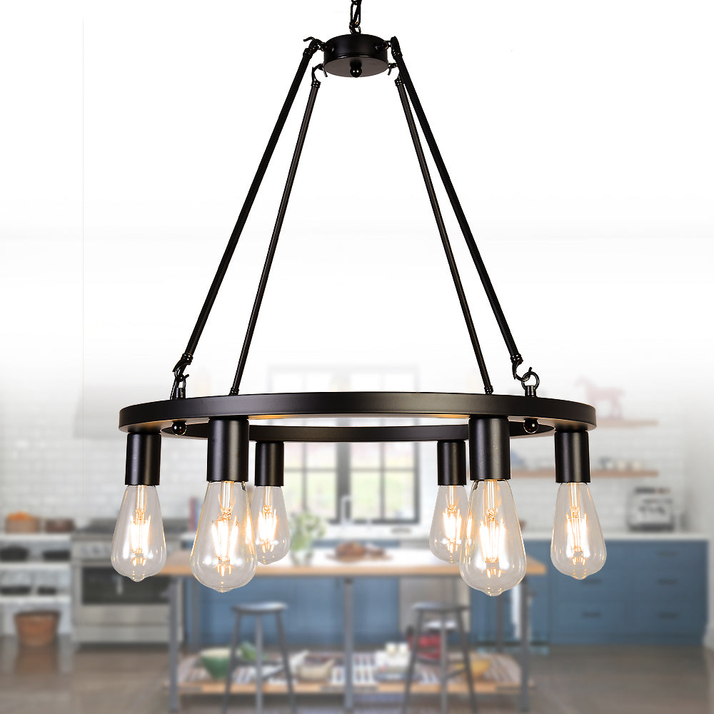 Osairuos Wagon Wheel Vintage Chandelier Kitchen Island Rustic Pendant Farmhouse Antique Chandeliers Ceiling Light Fixture For Dining Living Room Cafe
