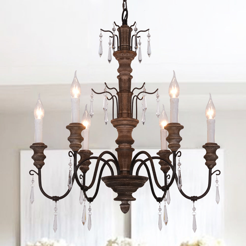 OSAIRUOS French Country Chandelier Rustic Farmhouse Handmade Wood Dist OSAIRUOS LIGHTING