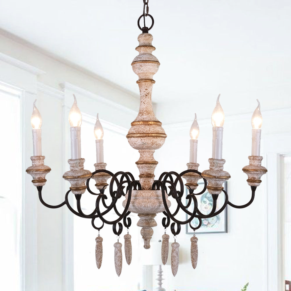 OSAIRUOS French Country Chandelier Farmhouse Distressed Wood Hanging L OSAIRUOS LIGHTING