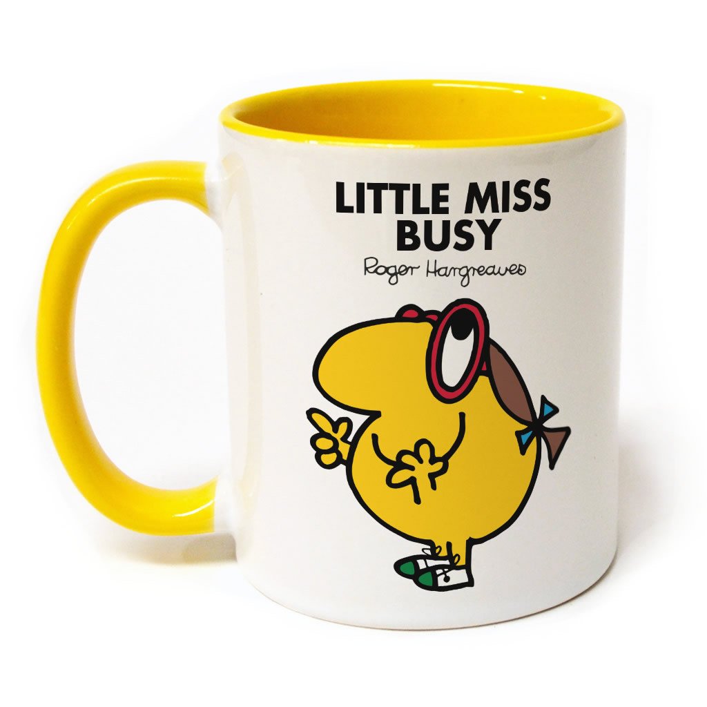 Personalised Little Miss Busy Large Porcelain Colour Handle Mug