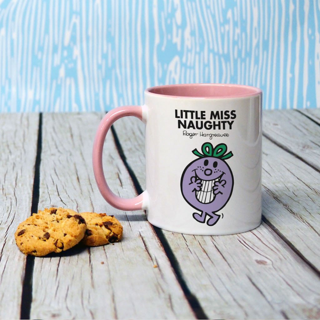 Personalised Little Miss Naughty Large Porcelain Colour Handle Mug