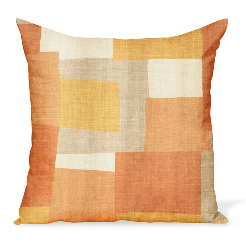 Peter Dunham Textiles Collage In Orange Yellow Pillow Hollywood