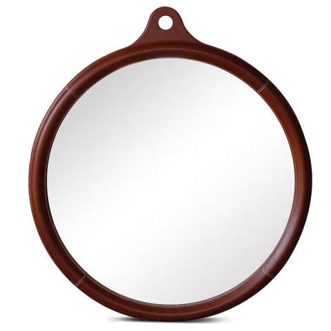 Round Leather Stitched Tray in Cognac and Navy – Hollywood At Home
