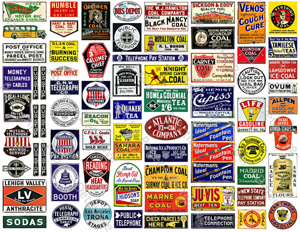 HUGE SET of Dollhouse & Model Railroad Miniature Sign Stickers, 256 Pc ...