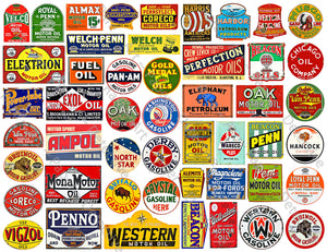 Vintage Motor Oil & Gasoline Advertising Sign Illustrations for Model ...