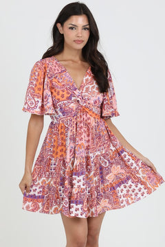 Sunset Safari Pink Floral Print Dress