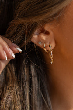 Solid Metallic Chain Hoop Earrings
