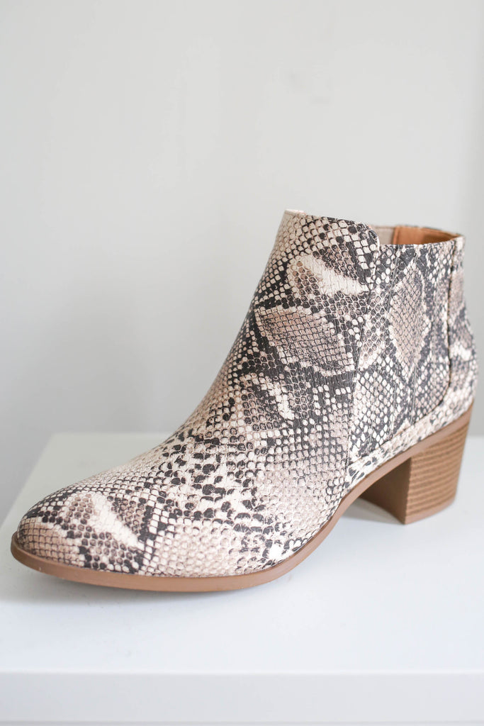 snakeskin booties boutique