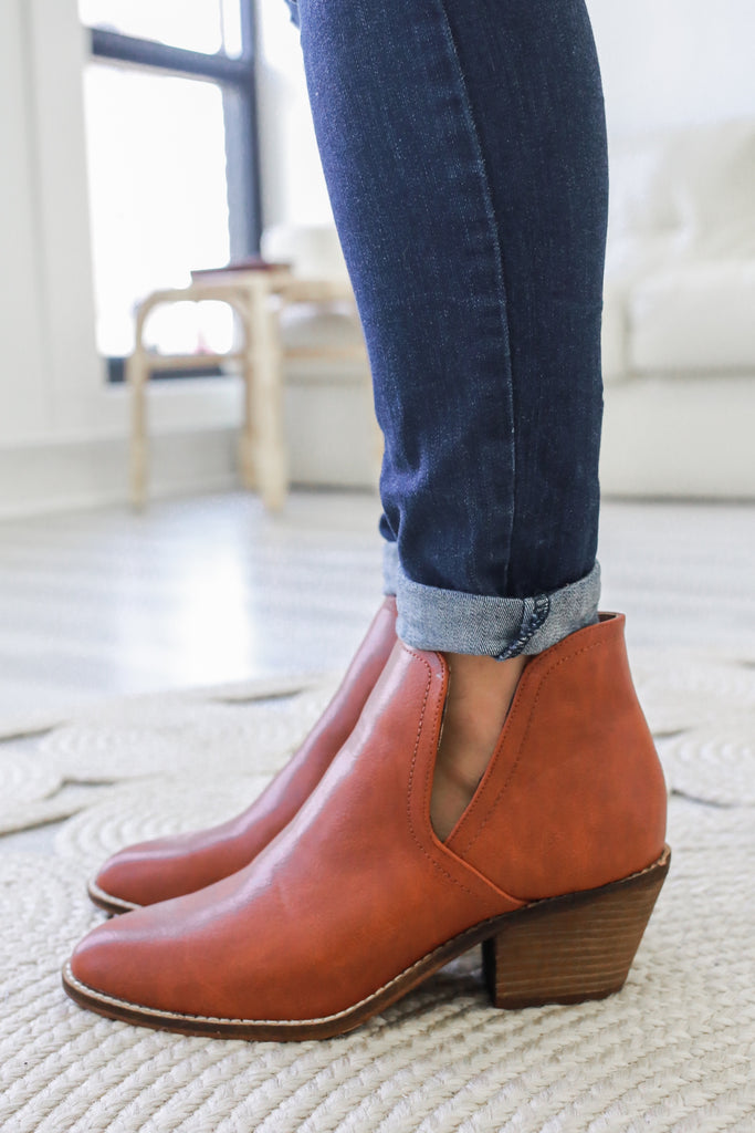 cognac booties