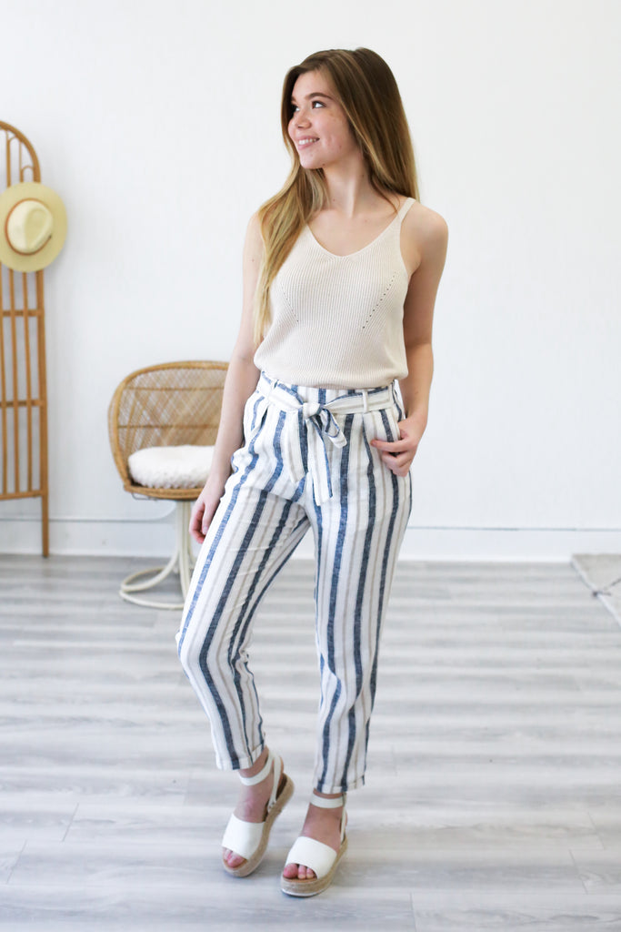 striped linen pants