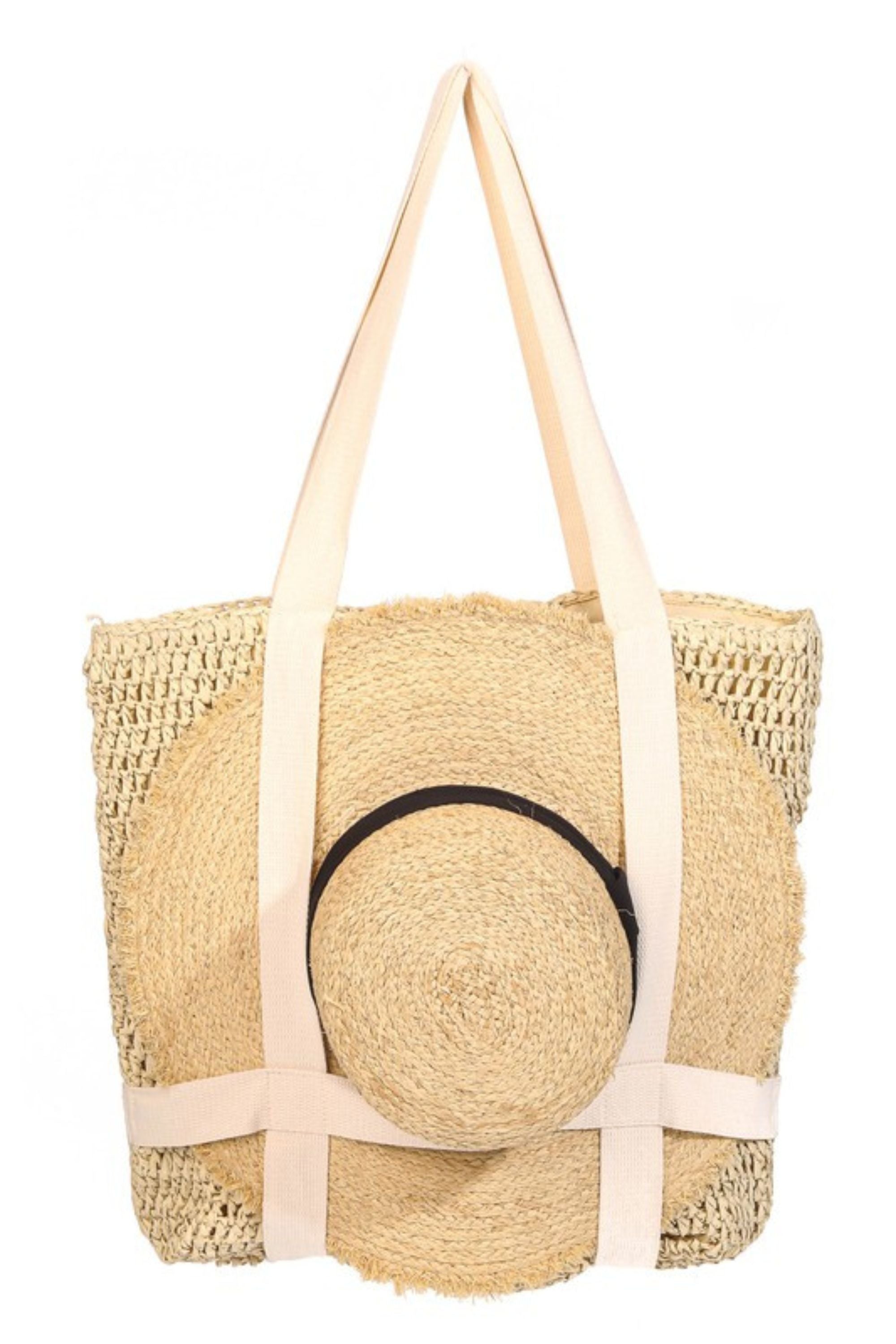 Hat Holder Travel Tote Bag In Beige