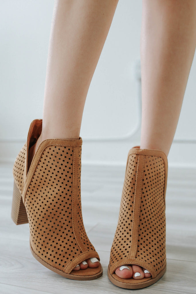 camel peep toe boots