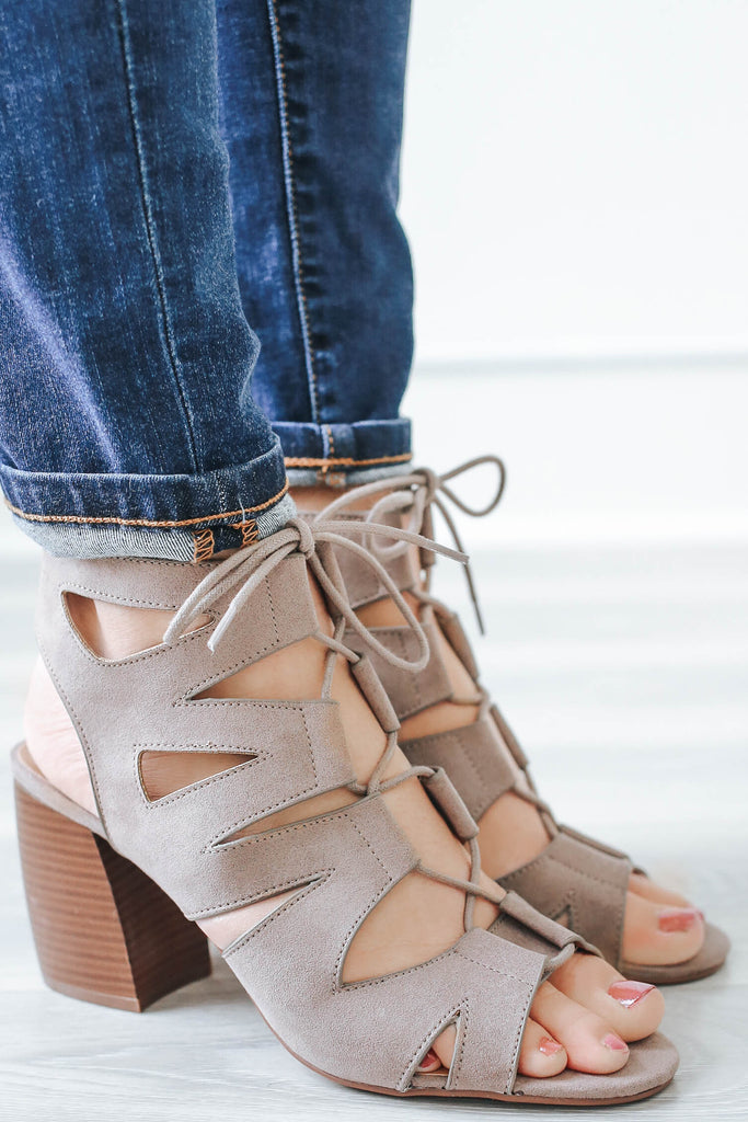 tie up bootie heels