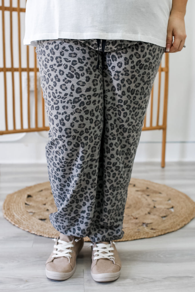 plus size leopard joggers