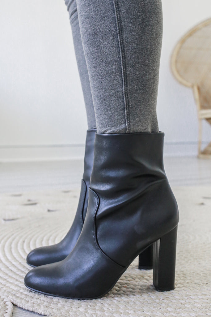 black mid calf booties