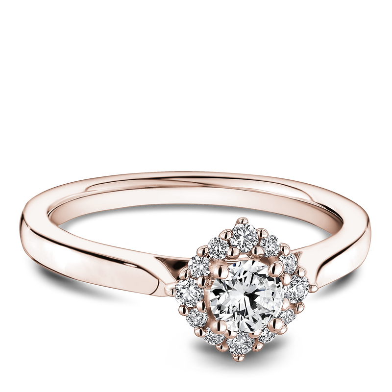 One Love Diamond Halo Engagement Ring In 14K Rose Gold