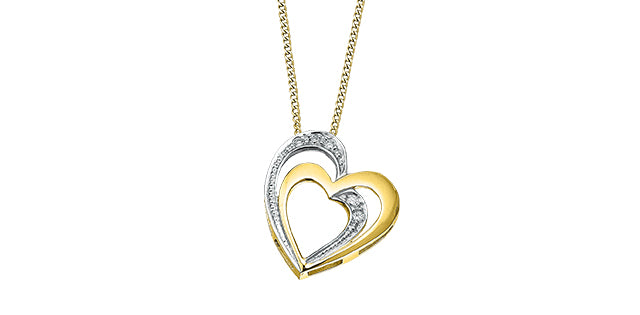 10K Rose and White Gold Diamond Heart Necklace