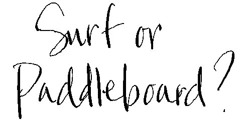 handwritten words: Surf or paddle board?
