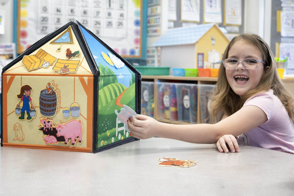 child having fun doing speech therapy with the My Little Farm toy