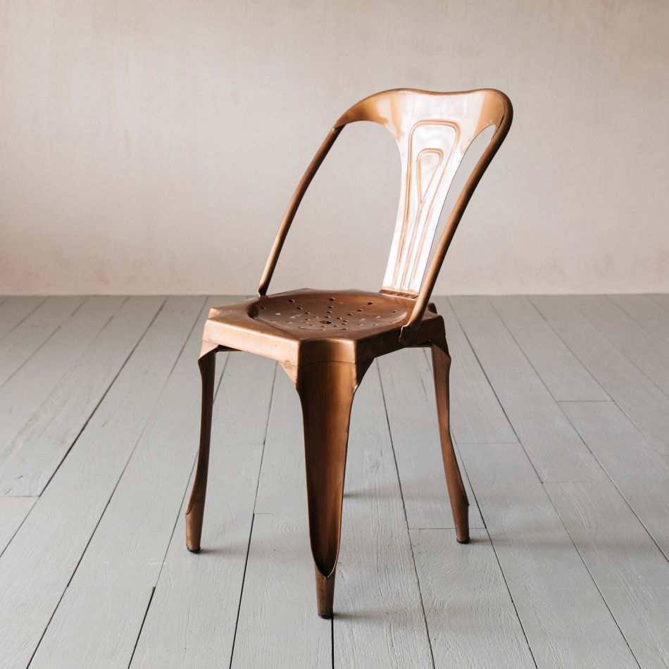 solid chic copper single chair with wooden flooring