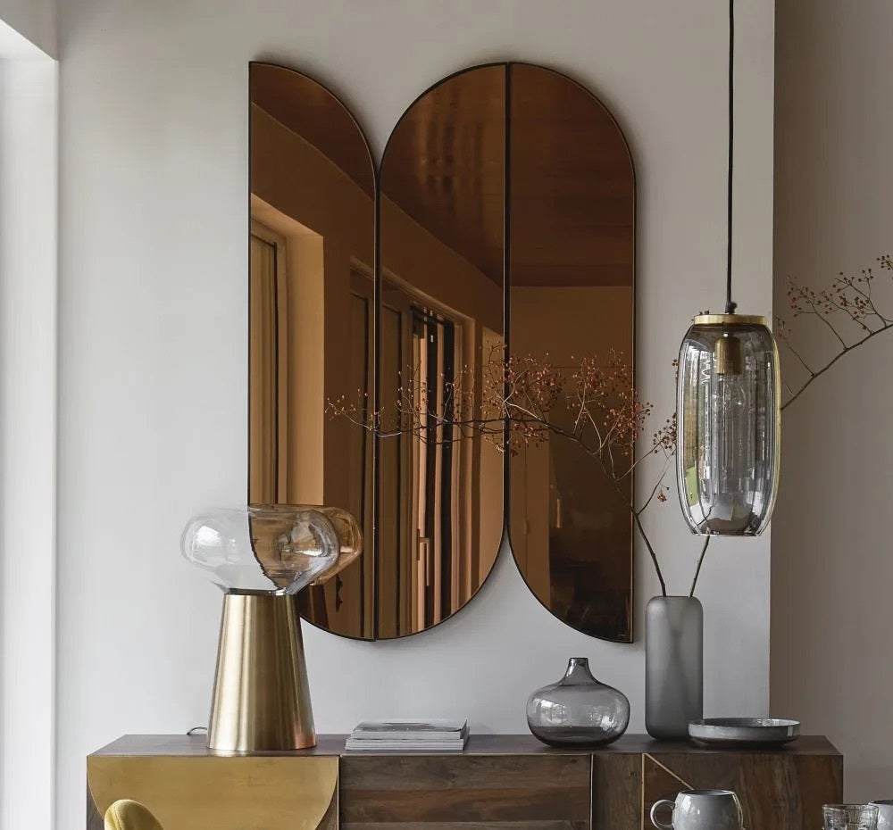 brass reflective heart shaped mirror