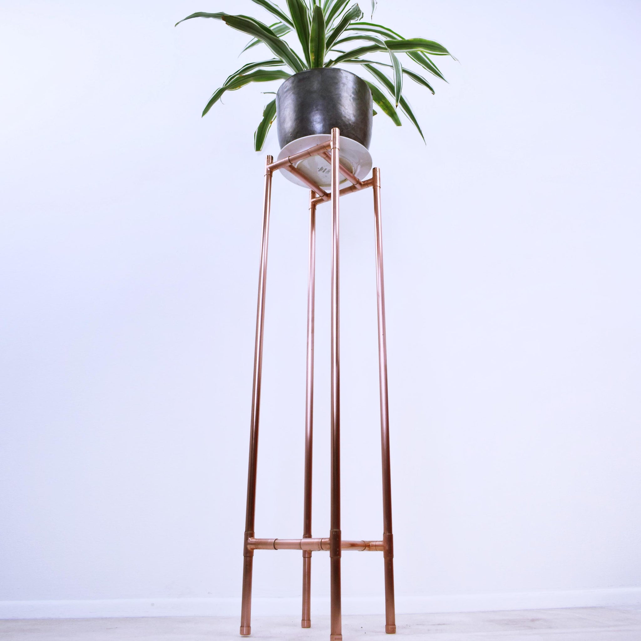 Handmade Tall Slim Copper Plant Stand - Proper Copper Design