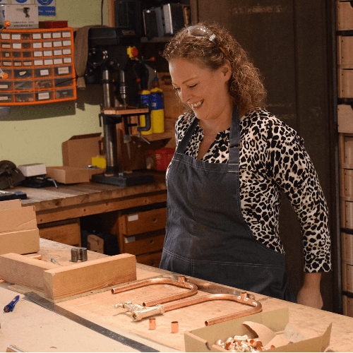 Copper shower being crafted in our Brighton copper workshop