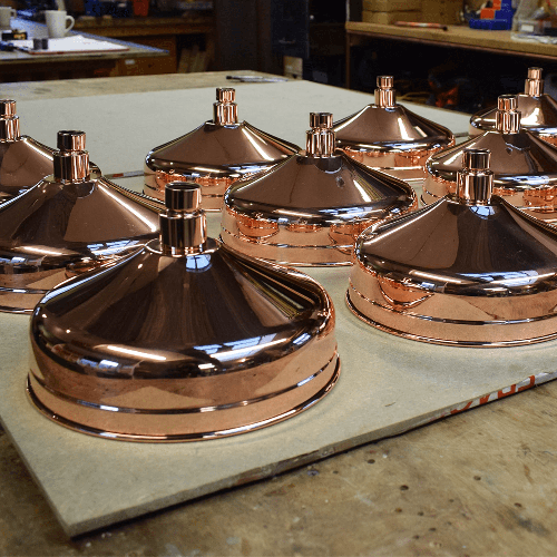 Polished copper showerheads