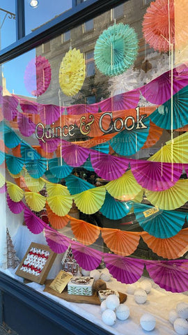 colourful fan window display