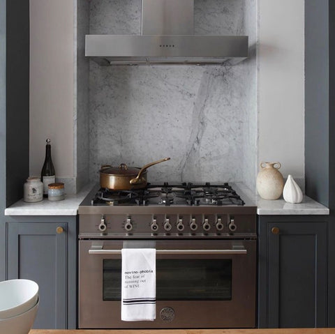 bertazzoni cooker in stylish kitchen