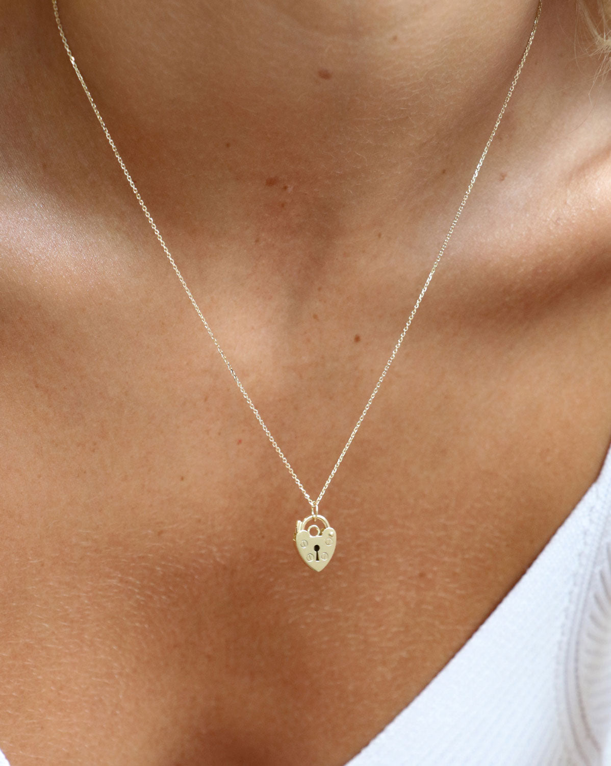 Roberto Coin Yellow Gold Diamond Heart Lock Necklace | Neiman Marcus