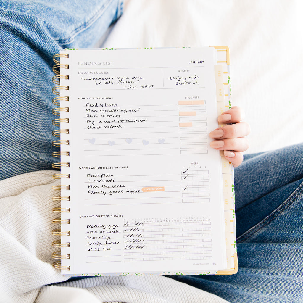 Cultivate What Matters PowerSheets Goal Planner open to a Tending List