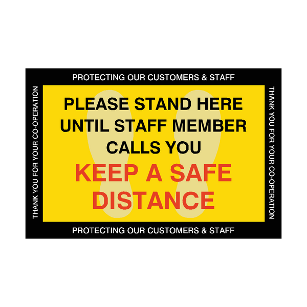 Please Stand Here Until Staff Member Calls You Floor Vinyl Sticker ...