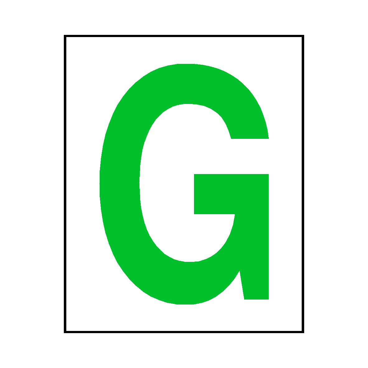 Letter G Sticker Green Safety Label Co Uk