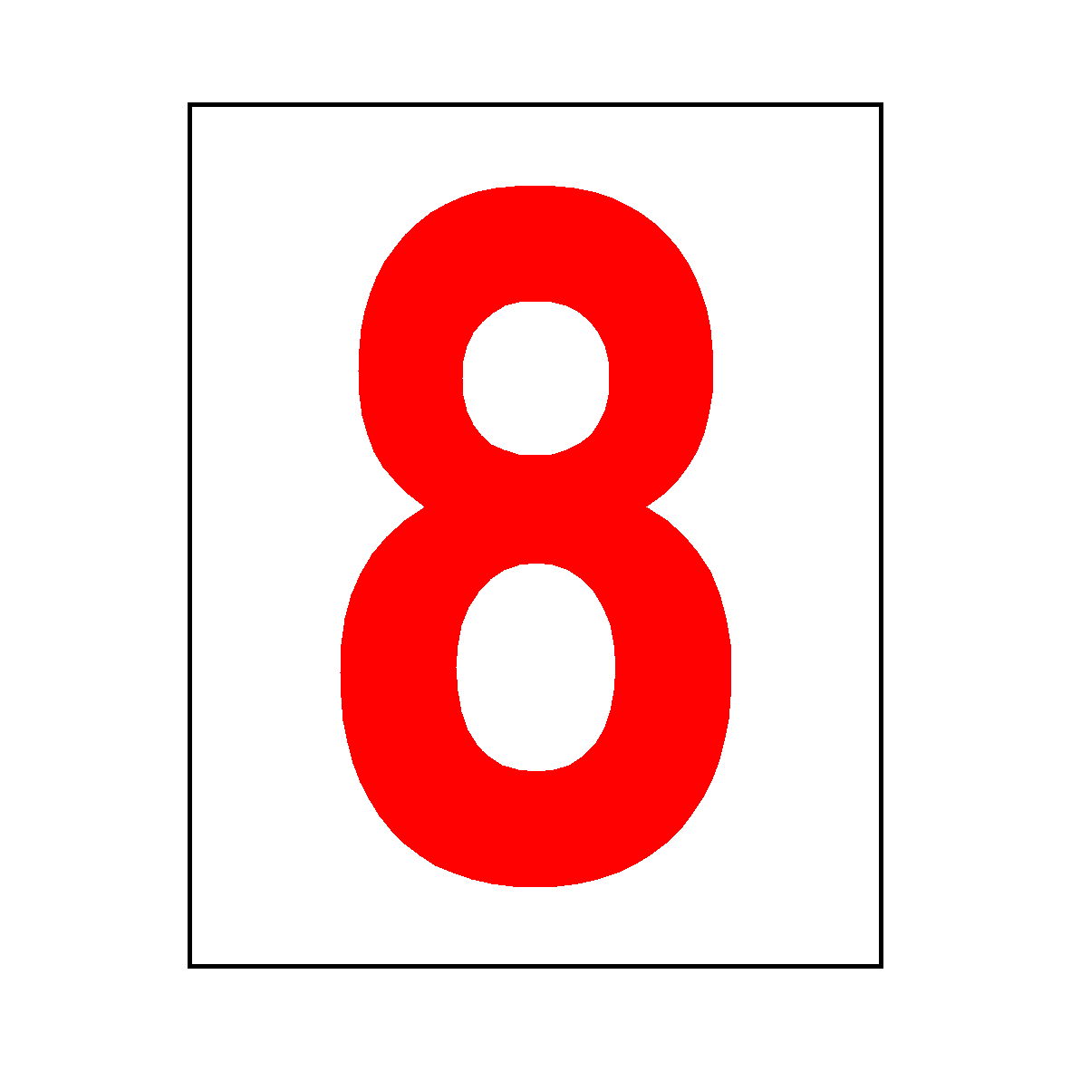 Number 8 Sticker Red Safety Uk