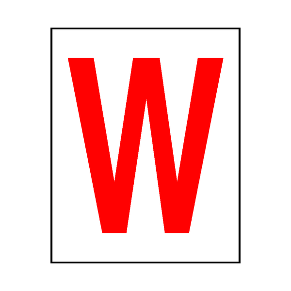 Letter W Sticker Red Safety Uk 