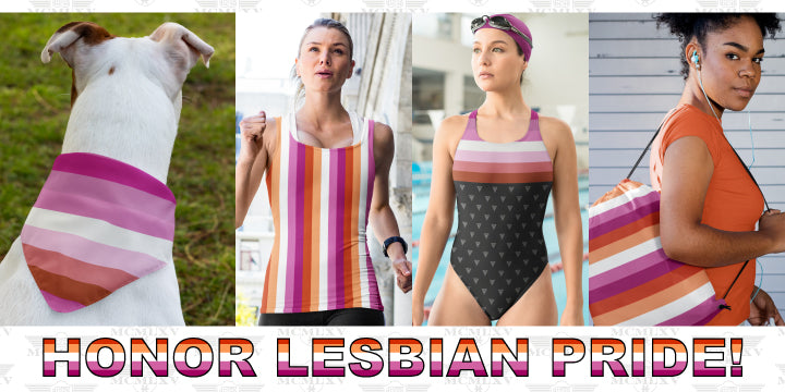 65 MCMLXV Women's LGBT Lesbian Pride Sunset Flag Print Leggings