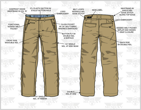 65 MCMLXV Chino Pant Technical Drawing