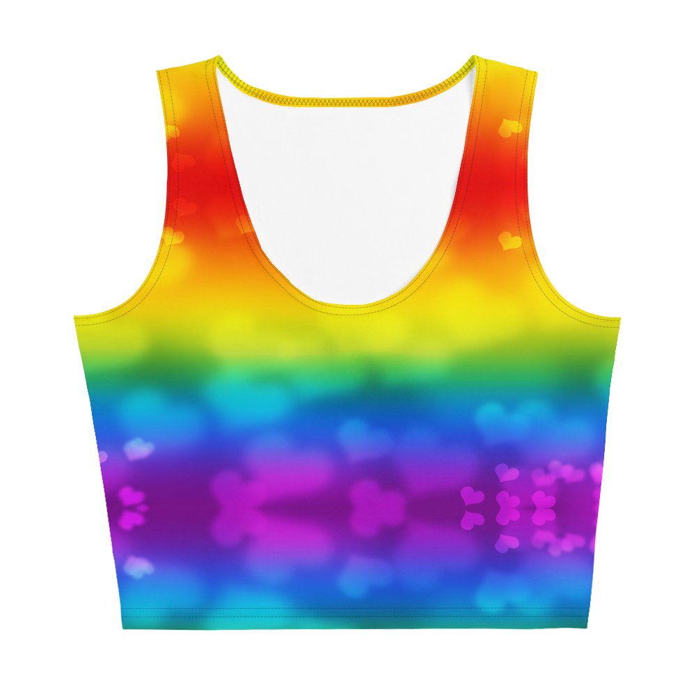 65 MCMLXV Women's LGBT Pride Rainbow Hearts Print Crop Top